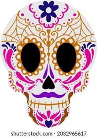 Day Of The Dead Skull. Skull sugar flower. Skull tattoo. Vector illustration