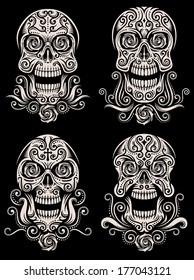 Day of The Dead Skull Tattoo Vector Set