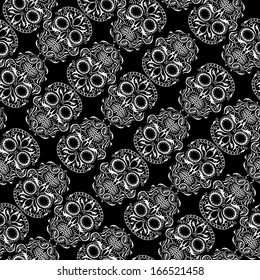 Day of the Dead skull tile repeating pattern
