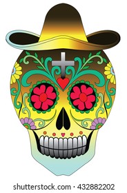 Day Of The Dead Skull Vector .