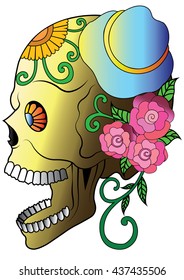 Day Of The Dead Skull Vector.