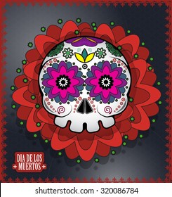 Day Of The Dead Skull Vector background. Dia de los muertos