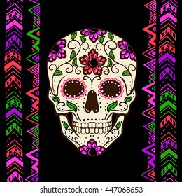 Day of the dead skull . Vector seamless pattern