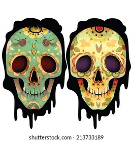 Day Of The Dead Skull Vector Set. Skulls. Vector illustration 