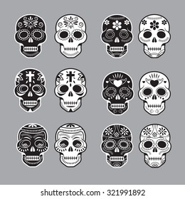 Day of the Dead Skulls, Black and White Set