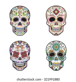 Day of the Dead Skulls, Colorful Set