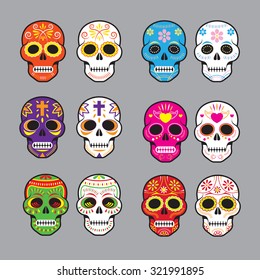 Day of the Dead Skulls, Colorful Set