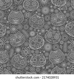 Day of the Dead  skulls pattern. Dia de los muertos print. Day of the dead and  mexican Halloween texture. Mexican tradition  festival. Day of the dead sugar skull isolated. Dia de los Muertos tattoo 