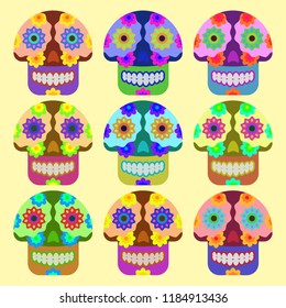 Day of the Dead Skulls in vector.