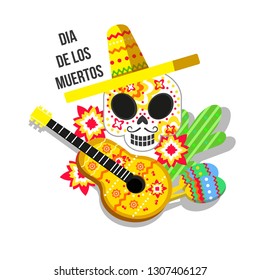 The day of the dead with spanish attributes.