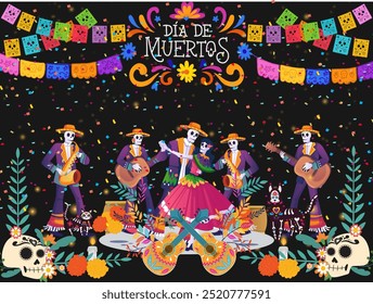 O Dia dos Mortos (em espanhol: el Día de Muertos) é um feriado tradicionalmente celebrado em 1 e 2 de novembro, com dois esqueletos dançando e tocando guitarra, confeti com fundo preto