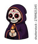Day of the Dead Sugar Skull Character with Candle