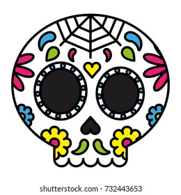 Day of the dead sugar skull colorful floral 