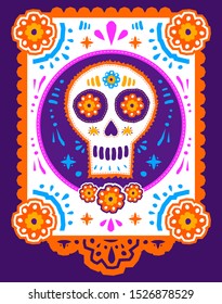 Day of the Dead Sugar Skull Crafted Paper vector traditional decoration