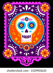Day of the Dead Sugar Skull Crafted Paper vector traditional decoration