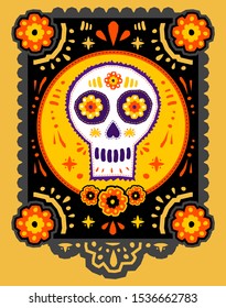 Day of the Dead Sugar Skull Crafted Paper vector traditional decoration