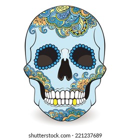 Day of The Dead Sugar Skull  with floral ornament