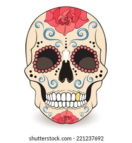 Day of The Dead Sugar Skull  with floral ornament