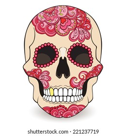 Day of The Dead Sugar Skull  with floral ornament