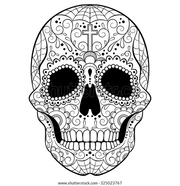 Day Dead Sugar Skull Floral Ornament Stock Vector (Royalty Free) 325023767