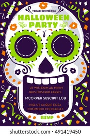 Day of the Dead Sugar Skull Halloween Party Invitation Template