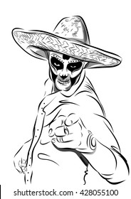 Day of the dead sugar skull man vector. Mexican skull. Dia de los muertos. EPS10 illustration.