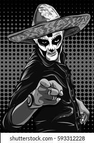 Day of the dead sugar skull man vector. Mexican skull. Dia de los muertos. EPS10 illustration.
