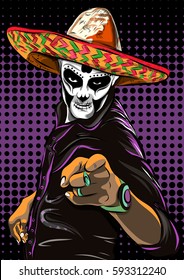 Day of the dead sugar skull man vector. Mexican skull. Dia de los muertos. EPS10 illustration.