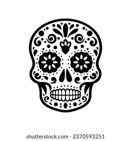 Day of The Dead sugar skull outline tattoo