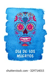 Day of the dead sugar skull vector. Mexican skull. Day of the dead skull. Dia de los muertos skull illustration. EPS10 vector illustration with place for your text. Easy editable.