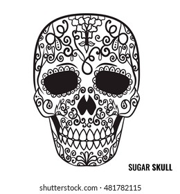 Day of the dead sugar skull vector. Mexican skull. Day of the dead skull. Dia de los muertos skull illustration. EPS10 vector illustration. Easy editable.