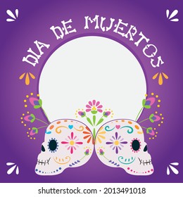 Day of the Dead with sugar skulls and flowers. Mexican tradition with skulls, and flowers on November. 