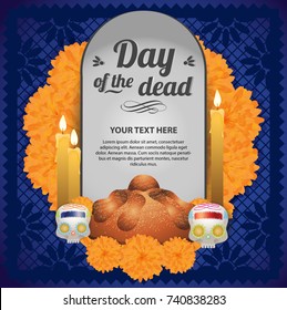 Day Of The Dead Tombstone Altar Composition - Copy Space