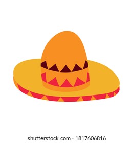 day of the dead, traditional hat fashion, mexican celebration icon flat style vector illustration