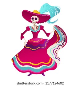 Day Of Dead Traditional Mexican Halloween Dia De Los Muertos Holiday Party Decoration Banner Invitation Flat Vector Illustration.