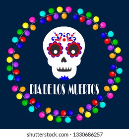 Day Of Dead Traditional Mexican Halloween Dia De Los Muertos Holiday Party Decoration Banner Invitation Flat Vector Illustration