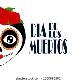 Day Of Dead Traditional Mexican Halloween Dia De Los Muertos Holiday Party Decoration Banner Invitation Flat Vector Illustration