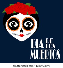 Day Of Dead Traditional Mexican Halloween Dia De Los Muertos Holiday Party Decoration Banner Invitation Flat Vector Illustration