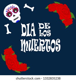 Day Of Dead Traditional Mexican Halloween Dia De Los Muertos Holiday Party Decoration Banner Invitation Flat Vector Illustration 