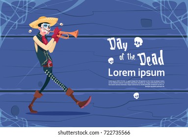 Day Of Dead Traditional Mexican Halloween Holiday Party Decoration Banner Invitation Flat Vector Illustration