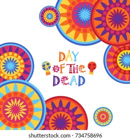 Day Of Dead Traditional Mexican Halloween Dia De Los Muertos Holiday Party Decoration Banner Invitation Flat Vector Illustration