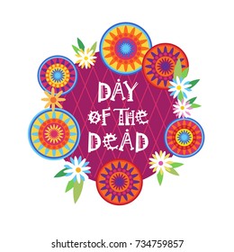 Day Of Dead Traditional Mexican Halloween Dia De Los Muertos Holiday Party Decoration Banner Invitation Flat Vector Illustration