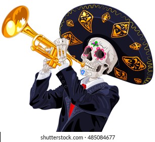 Day the dead trumpet player   Dea de los muertos