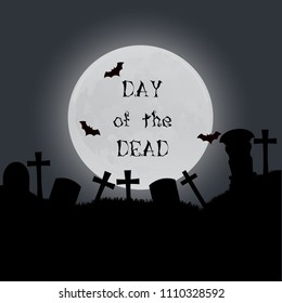 Day of the dead vector background illustration. Flat holiday black invitation card