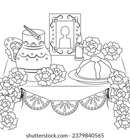 Day of The Dead vector black and white coloring page