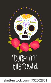 Day of the dead. Vector cartoon style illustration. Holiday template