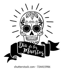 Day of the Dead. Vector illustration banner. Written in Spanish