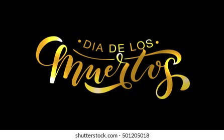 Day of the dead vector illustration. Hand sketched lettering 'Dia de los Muertos'  for postcard or celebration design. Drawn typography poster on textured background