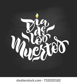 Day of the dead vector illustration. Hand sketched lettering Dia de los Muertos (Day of the Dead) for postcard or celebration design. Hand drawn typography poster on a textured background.
