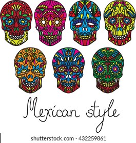 Day of the dead vector illustration set. Trendy style